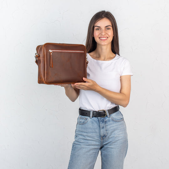 Coffee - Leather Purse Backpack