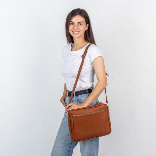 Brown pebbled - Leather Purse Backpack