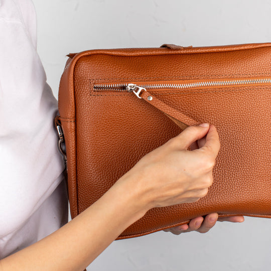 Brown pebbled - Leather Purse Backpack