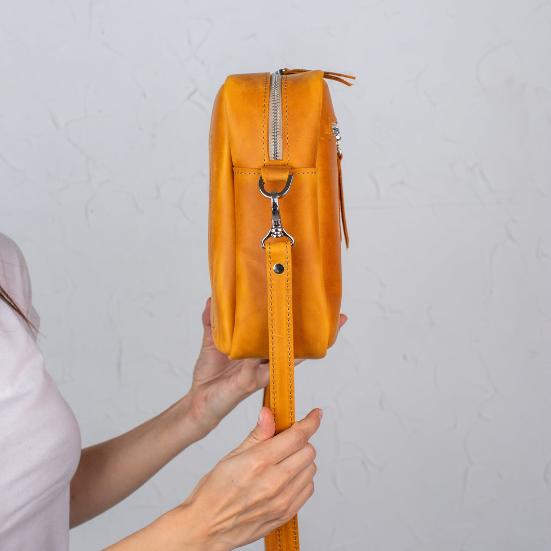 Camel - Leather Purse Backpack