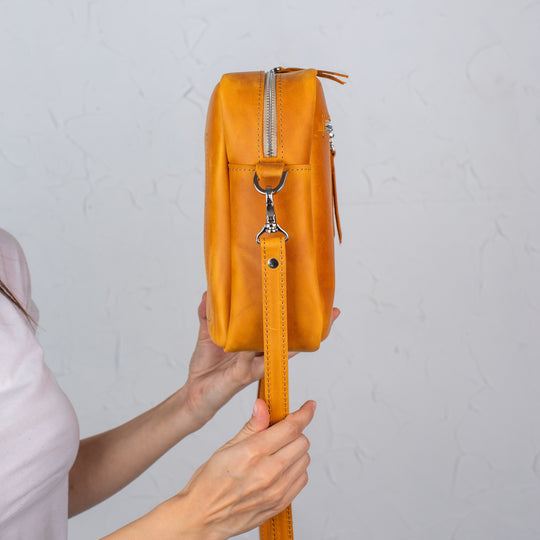 Camel - Leather Purse Backpack