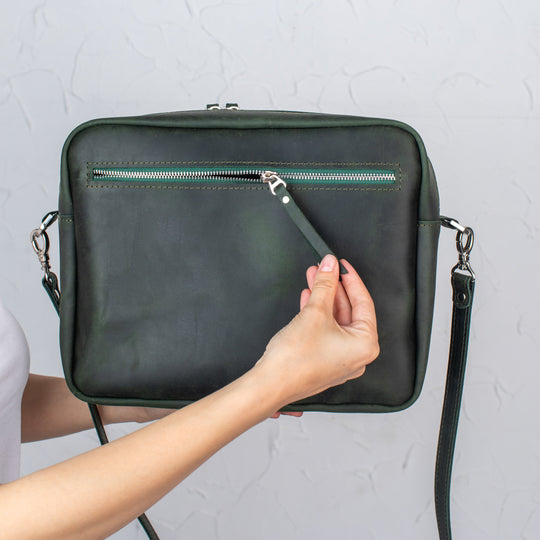 Green - Leather Purse Backpack