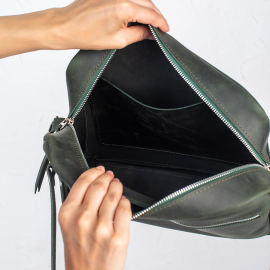 Green - Leather Purse Backpack