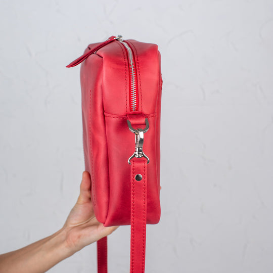 Red - Leather Purse Backpack