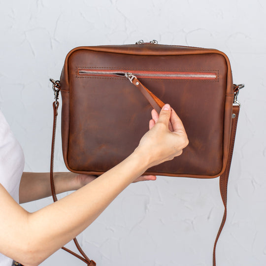 Coffee - Leather Purse Backpack