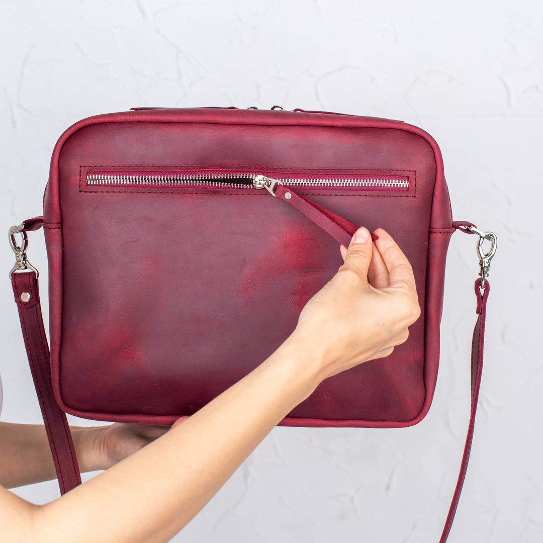 Burgundy - Leather Purse Backpack