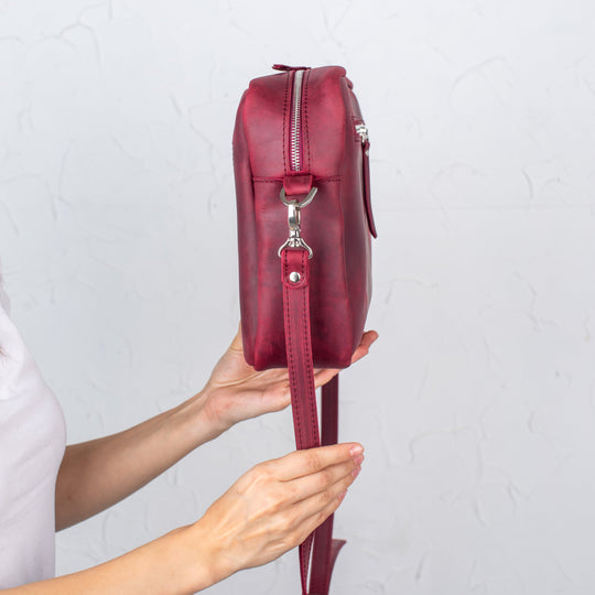 Burgundy - Leather Purse Backpack