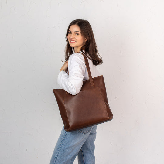 Dark Brown pebbled leather tote bag - Leather Purse Backpack