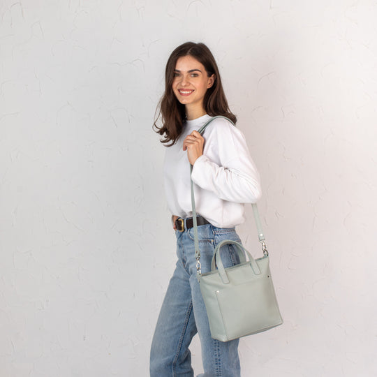 Pistachio pebbled - Leather Purse Backpack