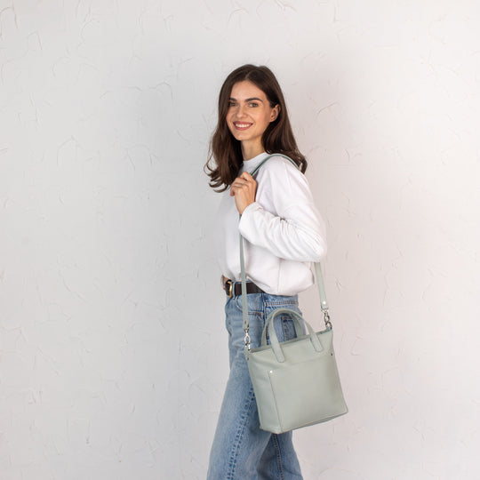 Pistachio pebbled - Leather Purse Backpack