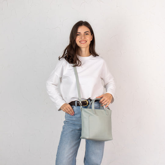 Pistachio pebbled - Leather Purse Backpack
