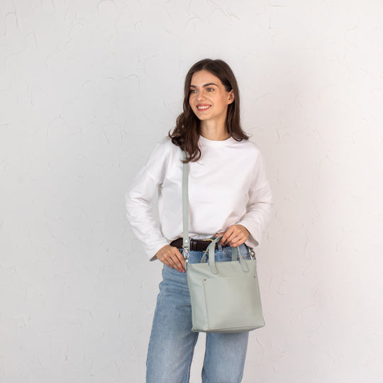 Pistachio pebbled - Leather Purse Backpack