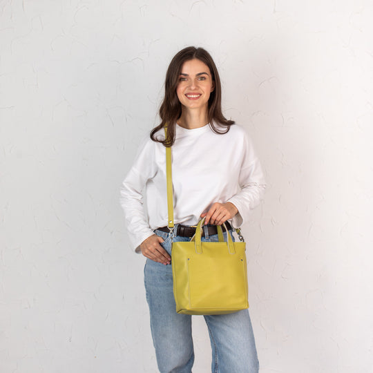 Lemon pebbled - Leather Purse Backpack