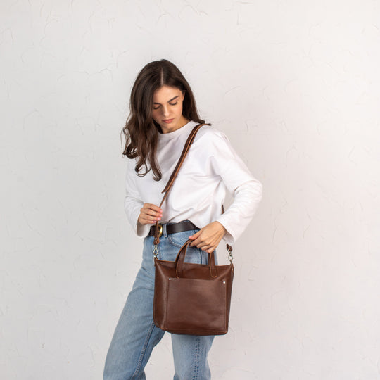 Dark Brown pebbled - Leather Purse Backpack