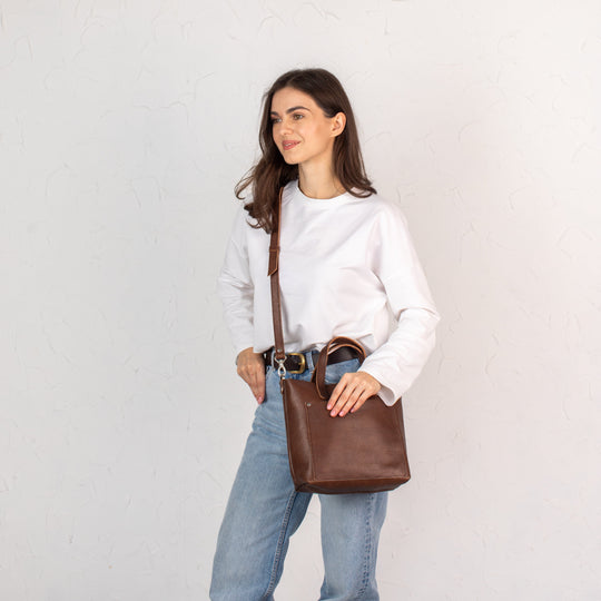Dark Brown pebbled - Leather Purse Backpack