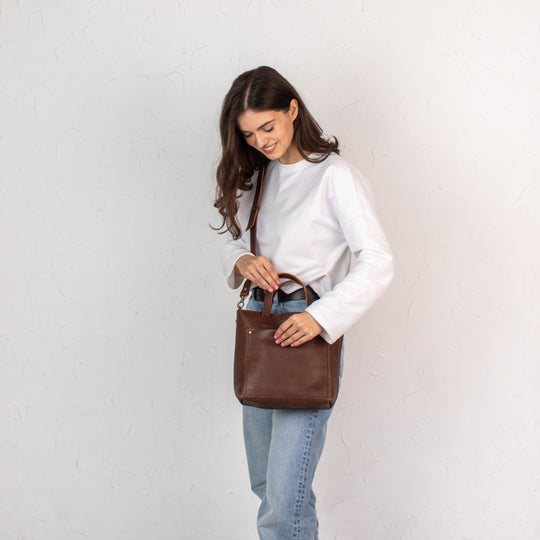 Dark Brown pebbled - Leather Purse Backpack