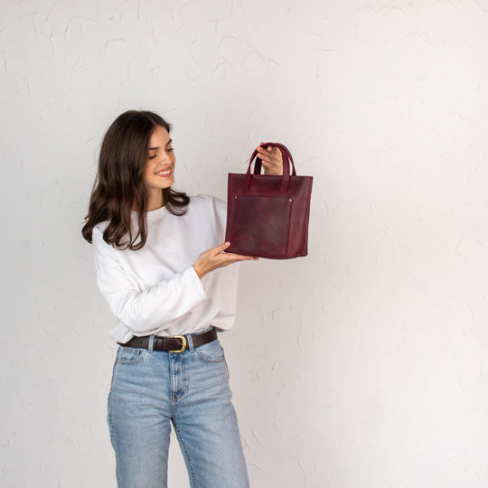 Burgundy smooth - Leather Purse Backpack