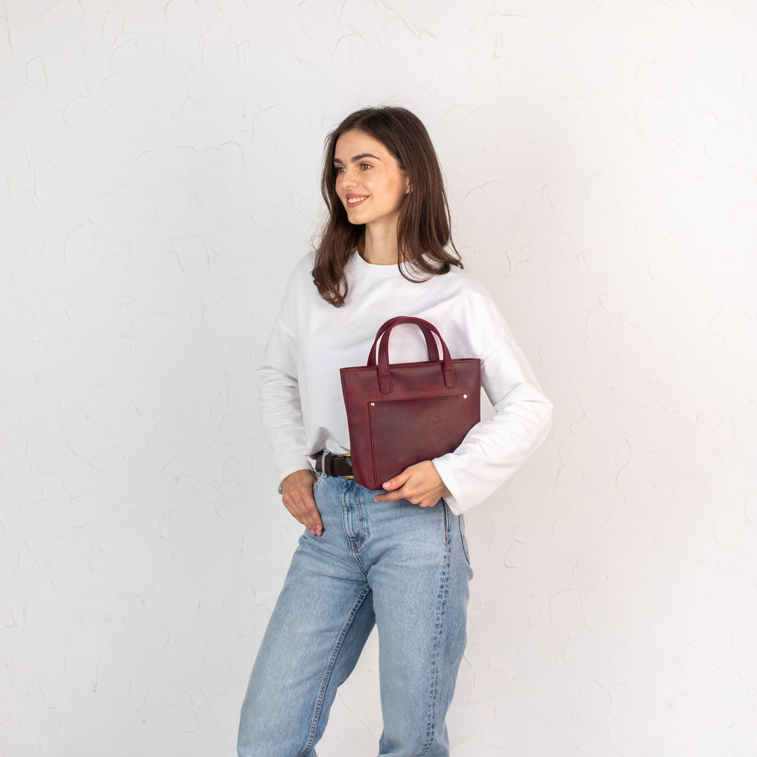 Burgundy smooth - Leather Purse Backpack