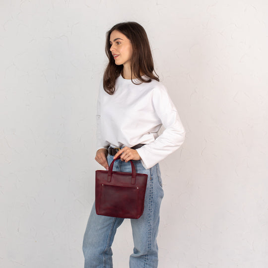 Burgundy smooth - Leather Purse Backpack
