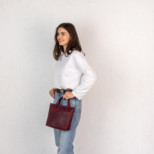 Burgundy smooth - Leather Purse Backpack