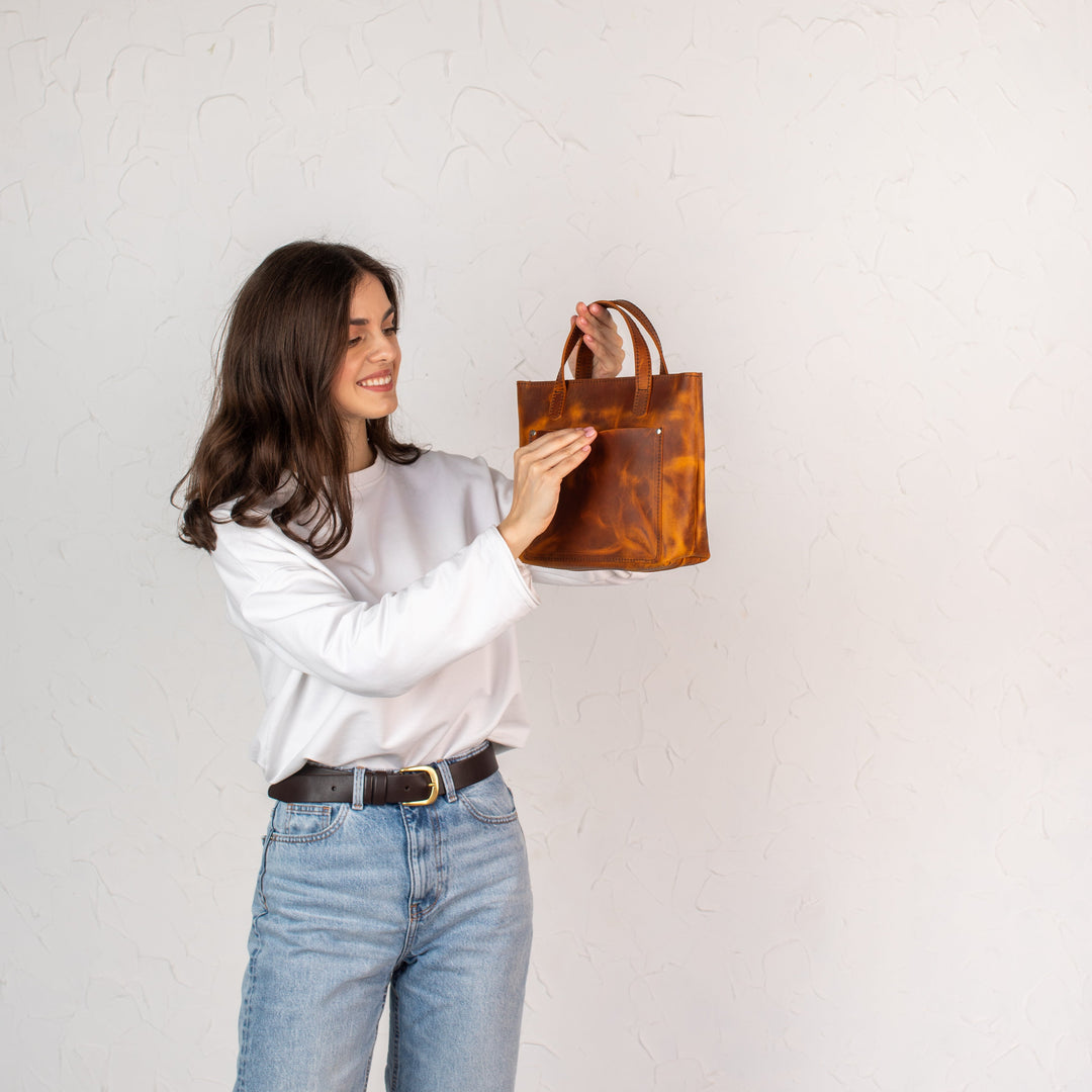Coffee smooth - Leather Purse Backpack