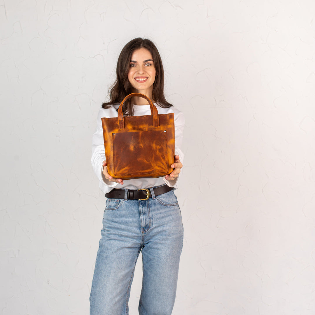 Coffee smooth - Leather Purse Backpack