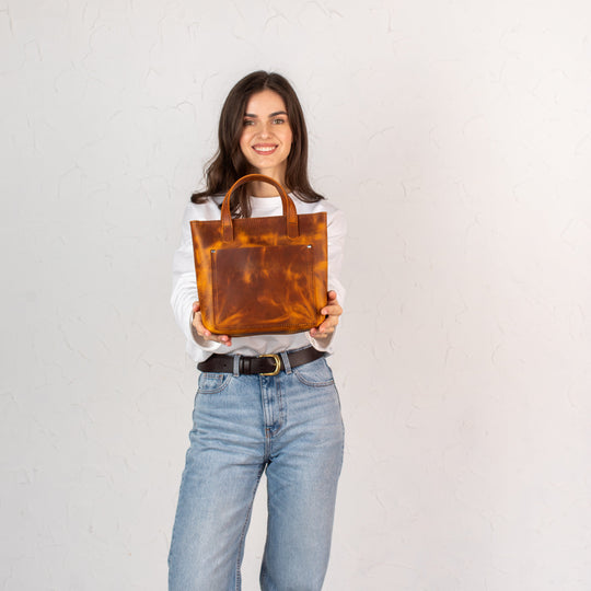 Coffee smooth - Leather Purse Backpack