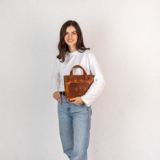 Coffee smooth - Leather Purse Backpack