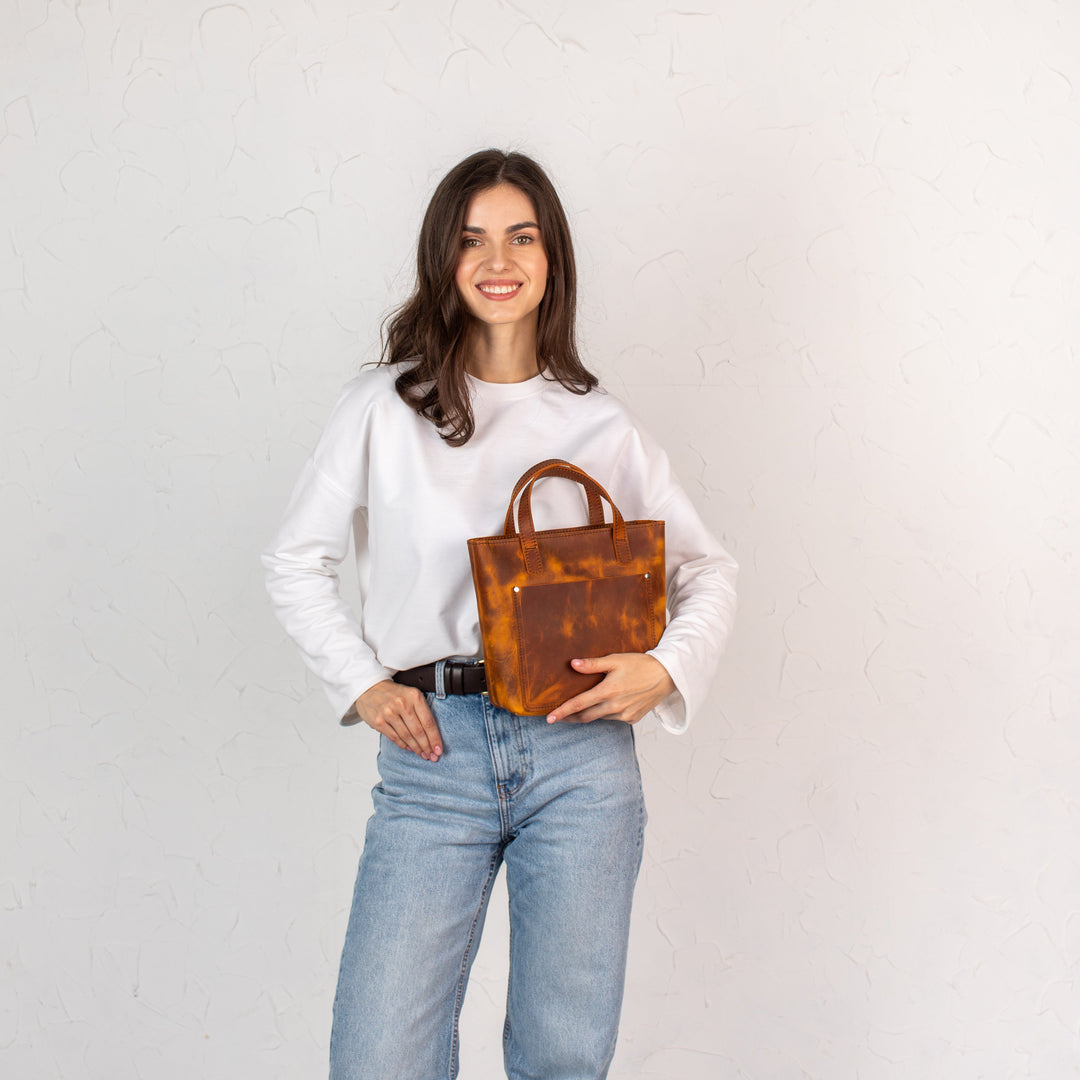 Coffee smooth - Leather Purse Backpack
