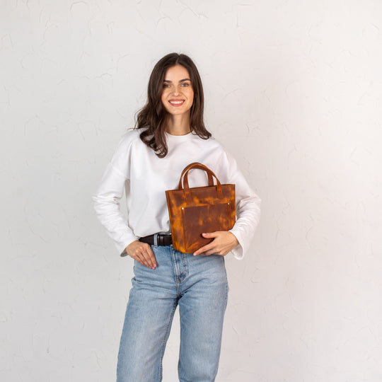 Coffee smooth - Leather Purse Backpack
