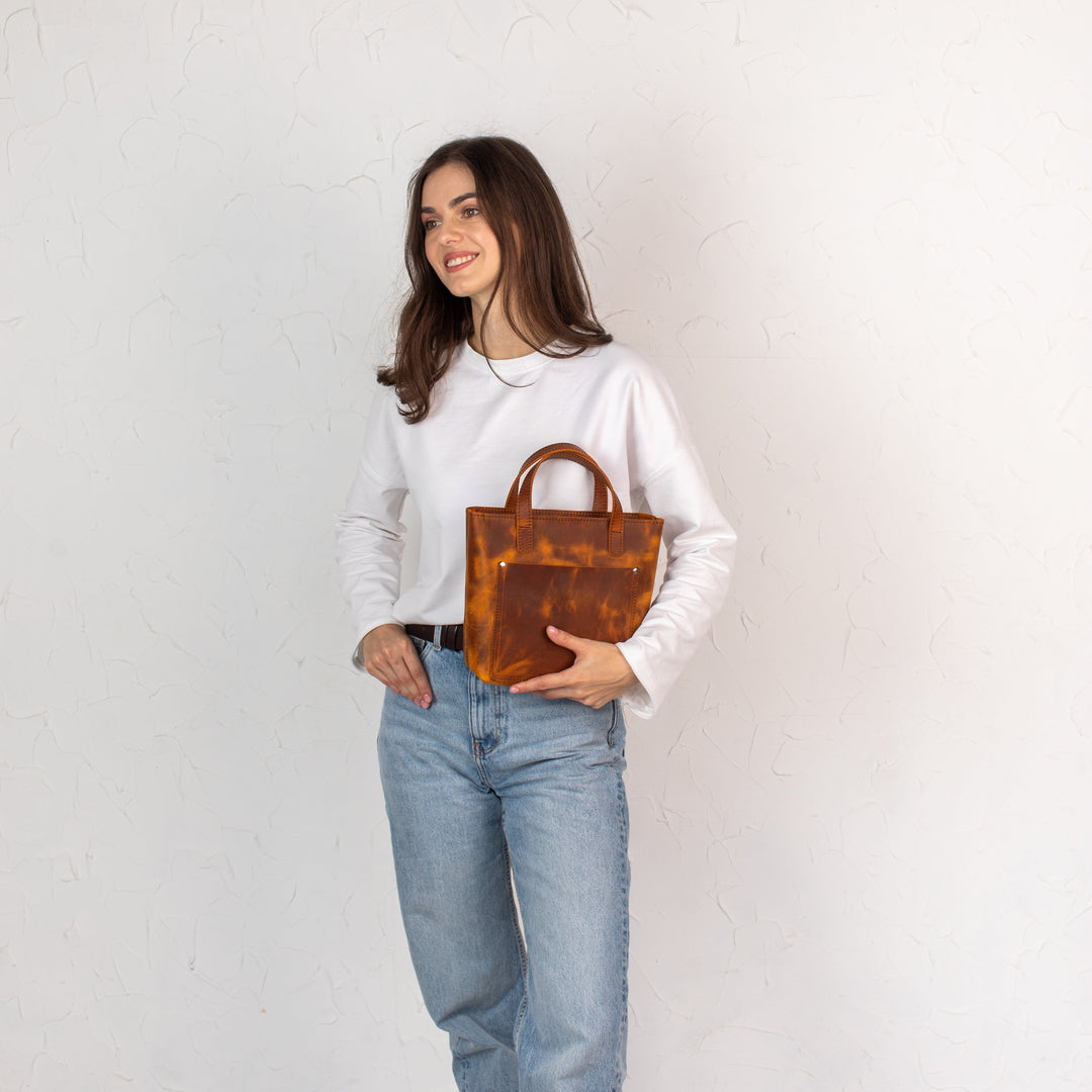 Coffee smooth - Leather Purse Backpack