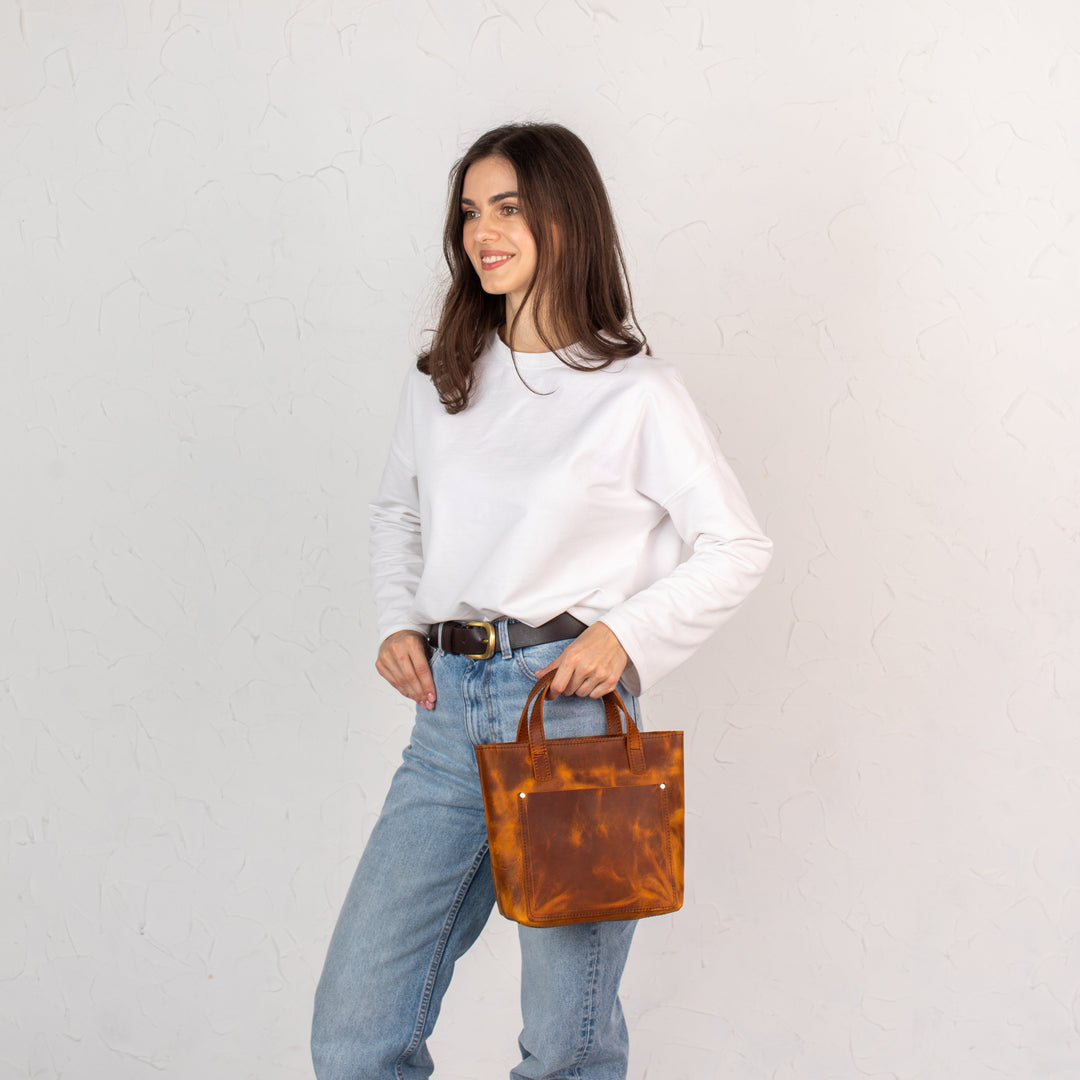 Coffee smooth - Leather Purse Backpack