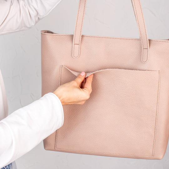 Woolly Beige pebbled leather tote bag - Leather Purse Backpack