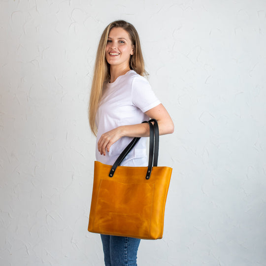 Camel Smooth Pebbled Leather Tote Bag - Leather Purse Backpack