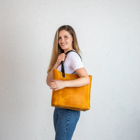 Camel Smooth Pebbled Leather Tote Bag - Leather Purse Backpack