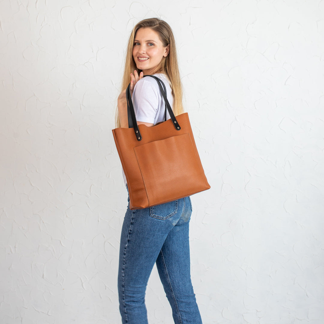 Brown Pebbled Leather Tote Bag - Leather Purse Backpack