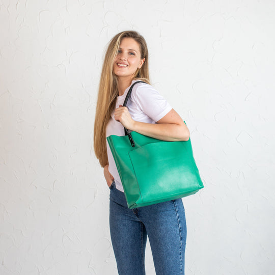 Opal Pebbled Leather Tote Bag - Leather Purse Backpack