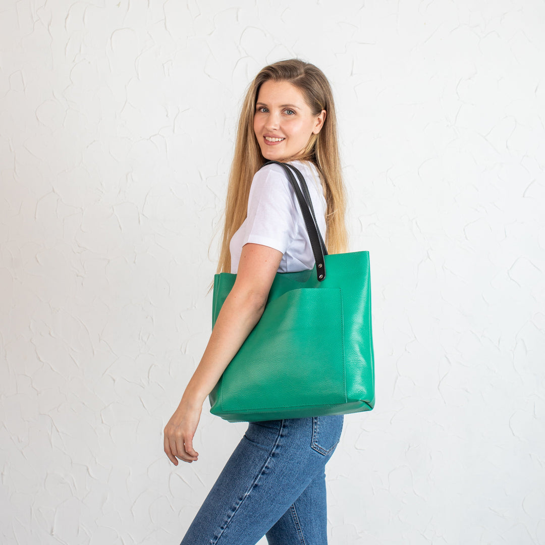 Opal Pebbled Leather Tote Bag - Leather Purse Backpack