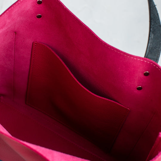 Hot Pink Pebbled Leather Tote Bag - Leather Purse Backpack