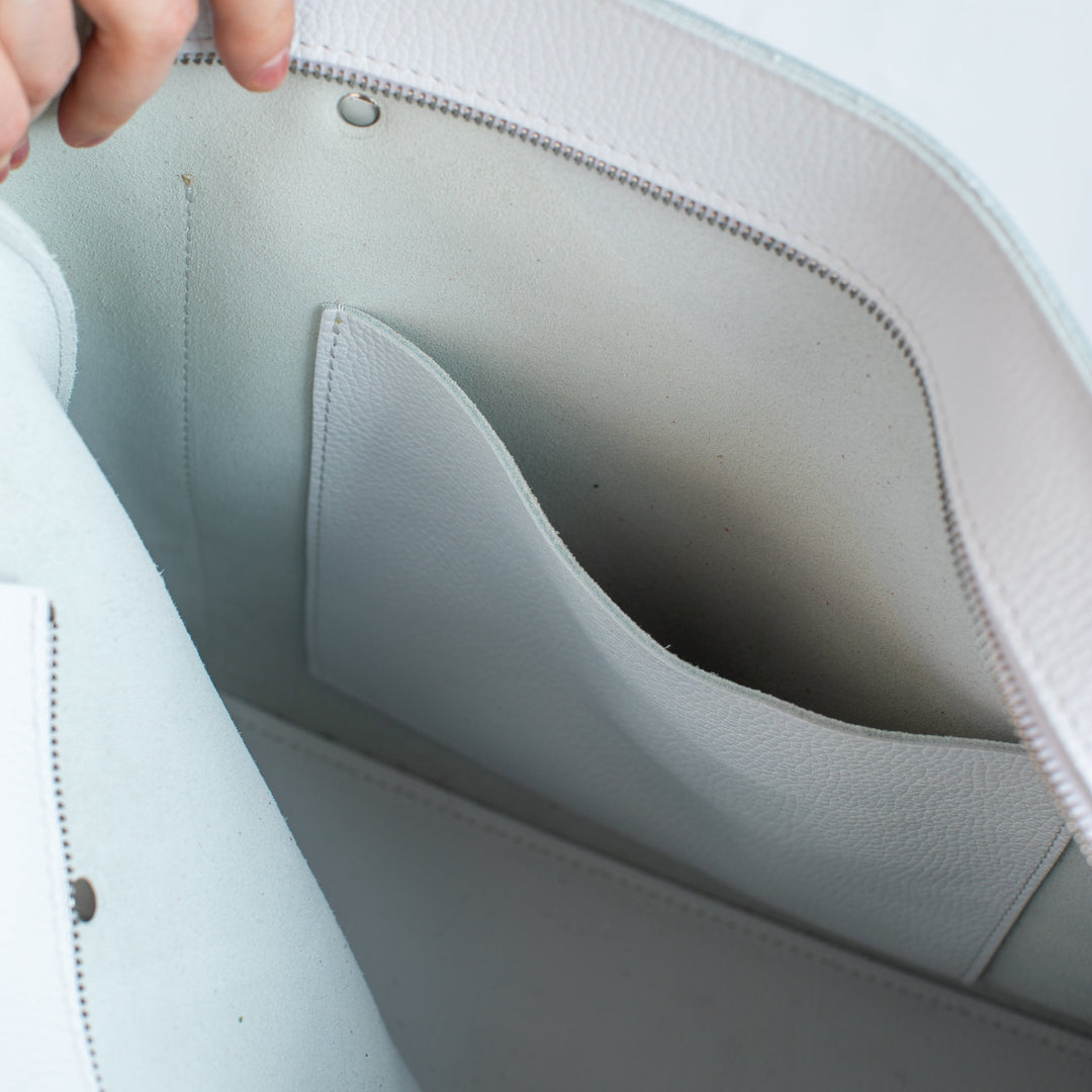 White Pebbled Leather Tote Bag - Leather Purse Backpack