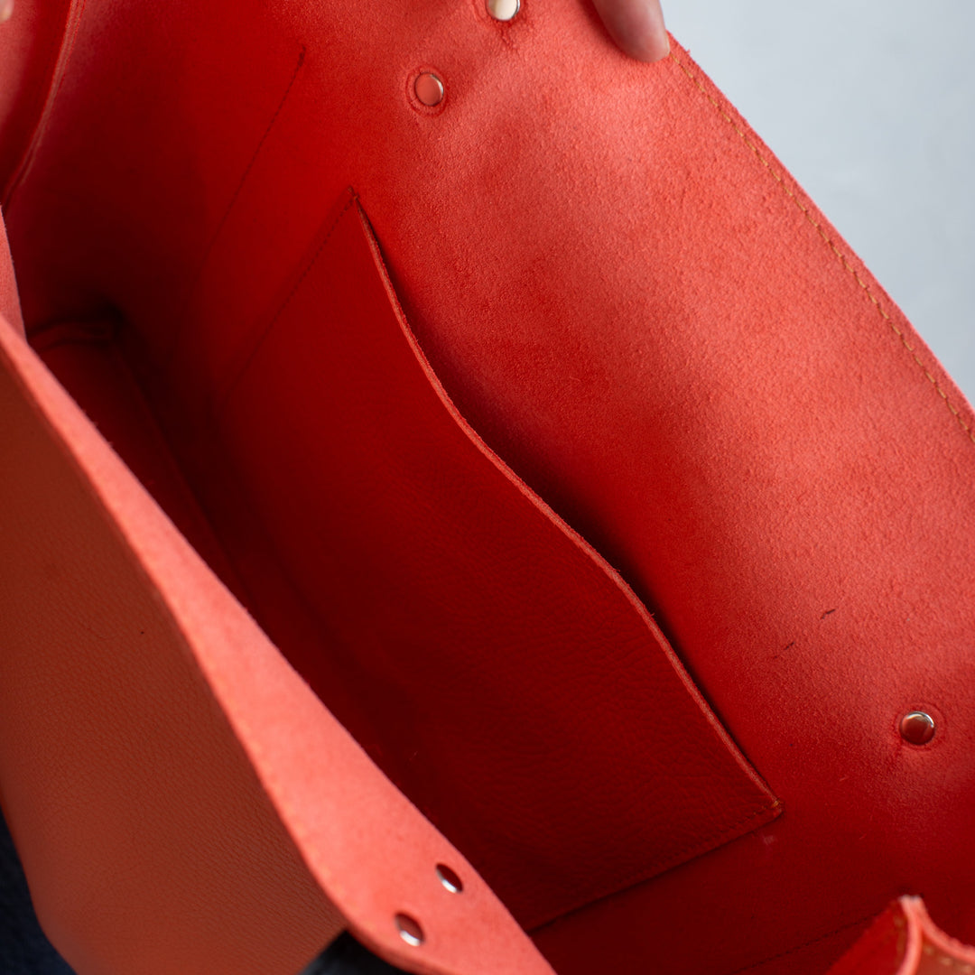 Peach Pebbled Leather Tote Bag - Leather Purse Backpack