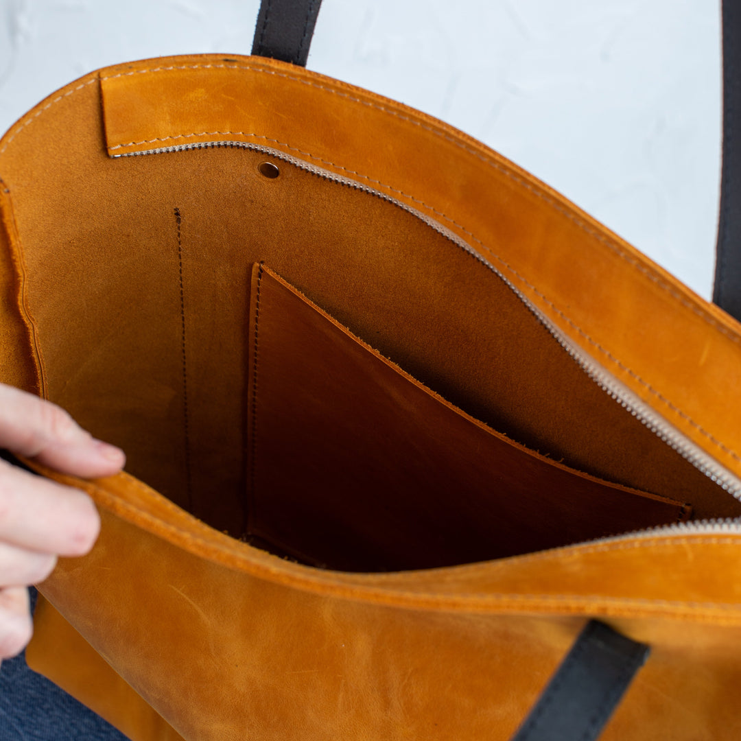 Camel Smooth Pebbled Leather Tote Bag - Leather Purse Backpack
