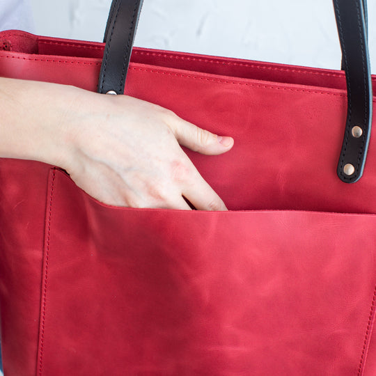 Red Pebbled Leather Tote Bag - Leather Purse Backpack