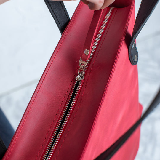 Red Pebbled Leather Tote Bag - Leather Purse Backpack