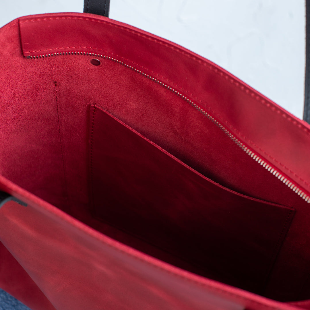 Red Pebbled Leather Tote Bag - Leather Purse Backpack