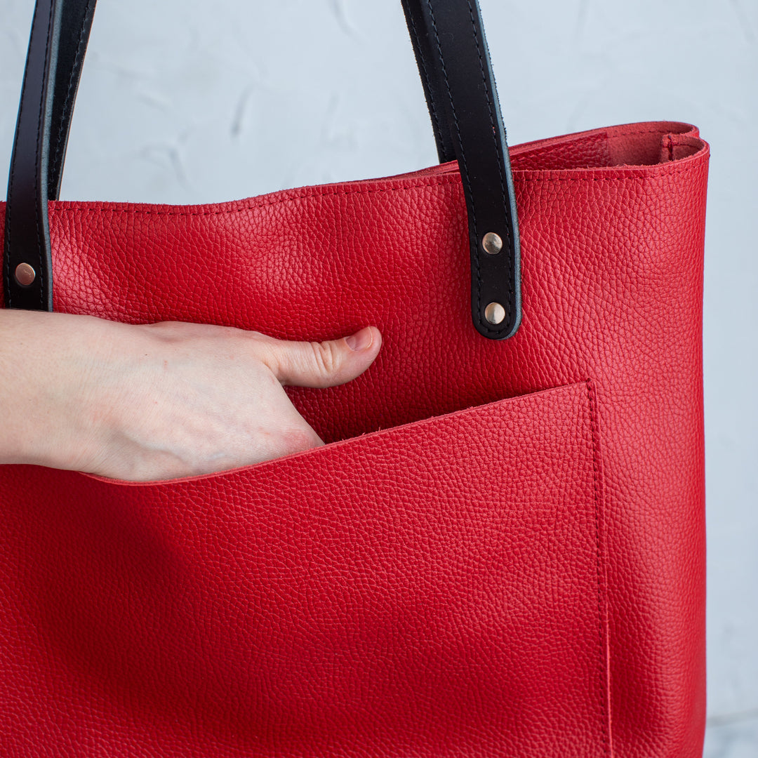 Red Pebbled Leather Tote Bag - Leather Purse Backpack