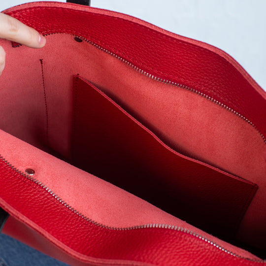 Red Pebbled Leather Tote Bag - Leather Purse Backpack