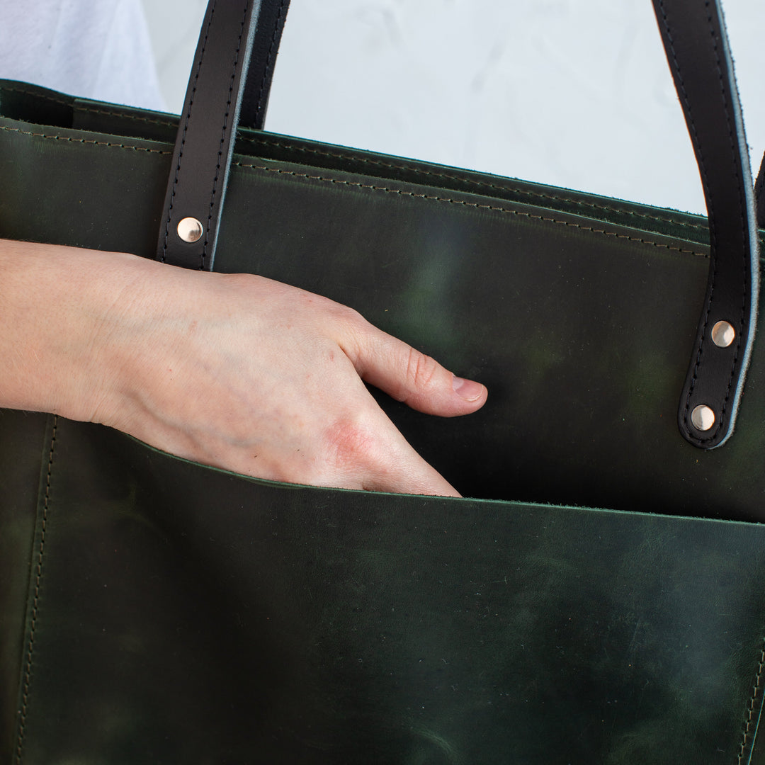 Green smooth - Leather Purse Backpack