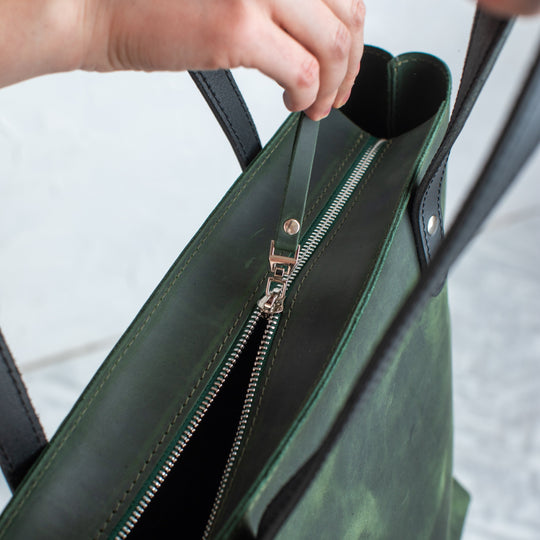 Green smooth - Leather Purse Backpack