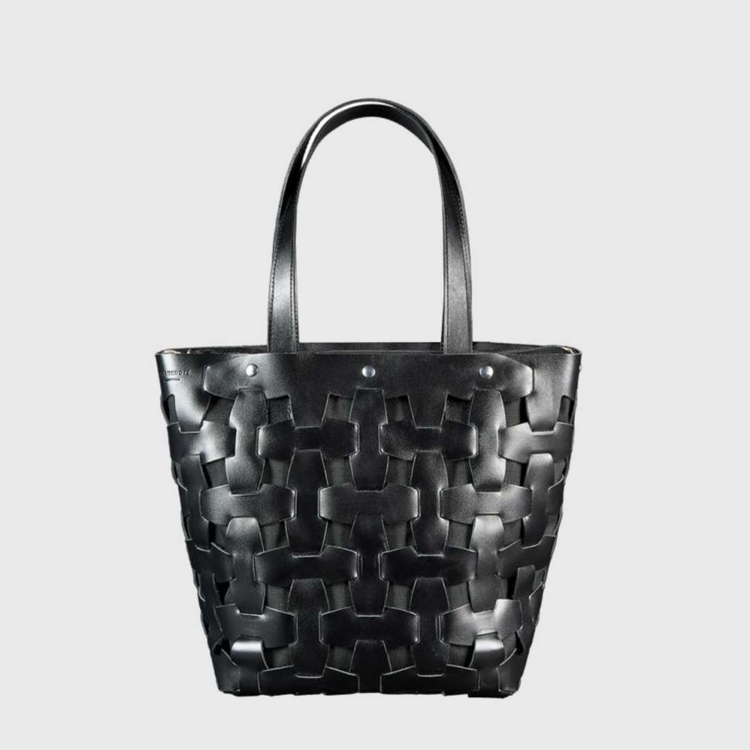 womens leather braided handle bag